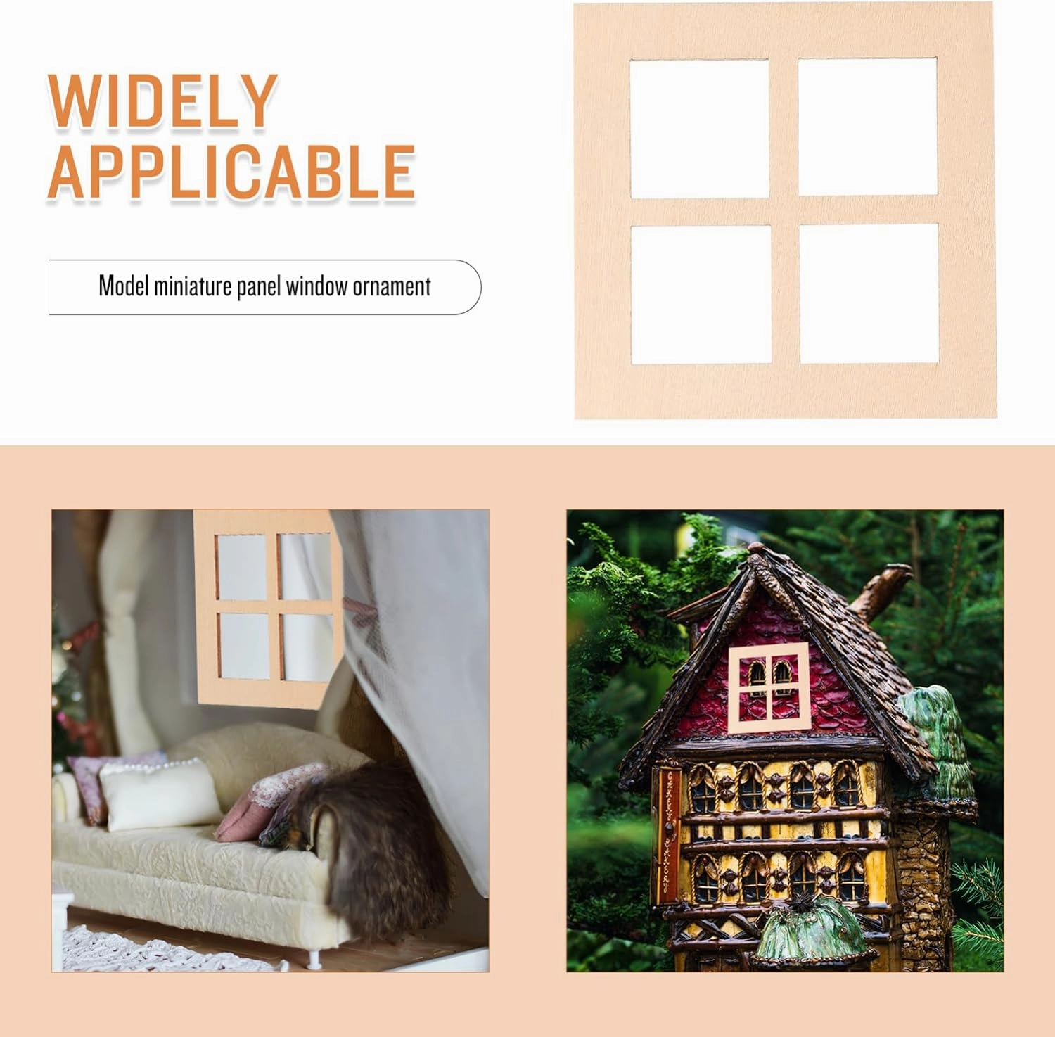 YARNOW 50 Pcs Wooden Dollhouse Window Frames - 1:12 Window Model for DIY Mini Home Decoration