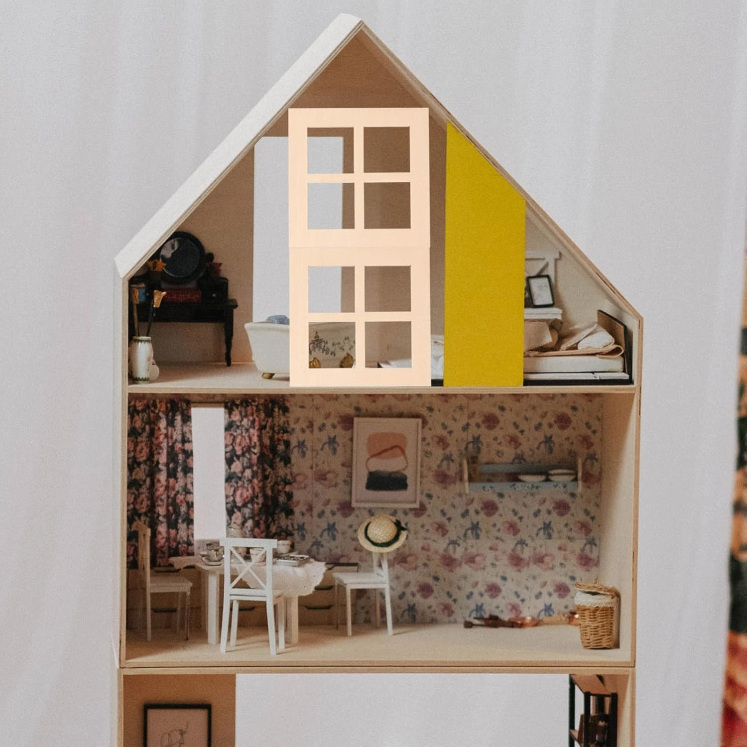 YARNOW 50 Pcs Wooden Dollhouse Window Frames - 1:12 Window Model for DIY Mini Home Decoration