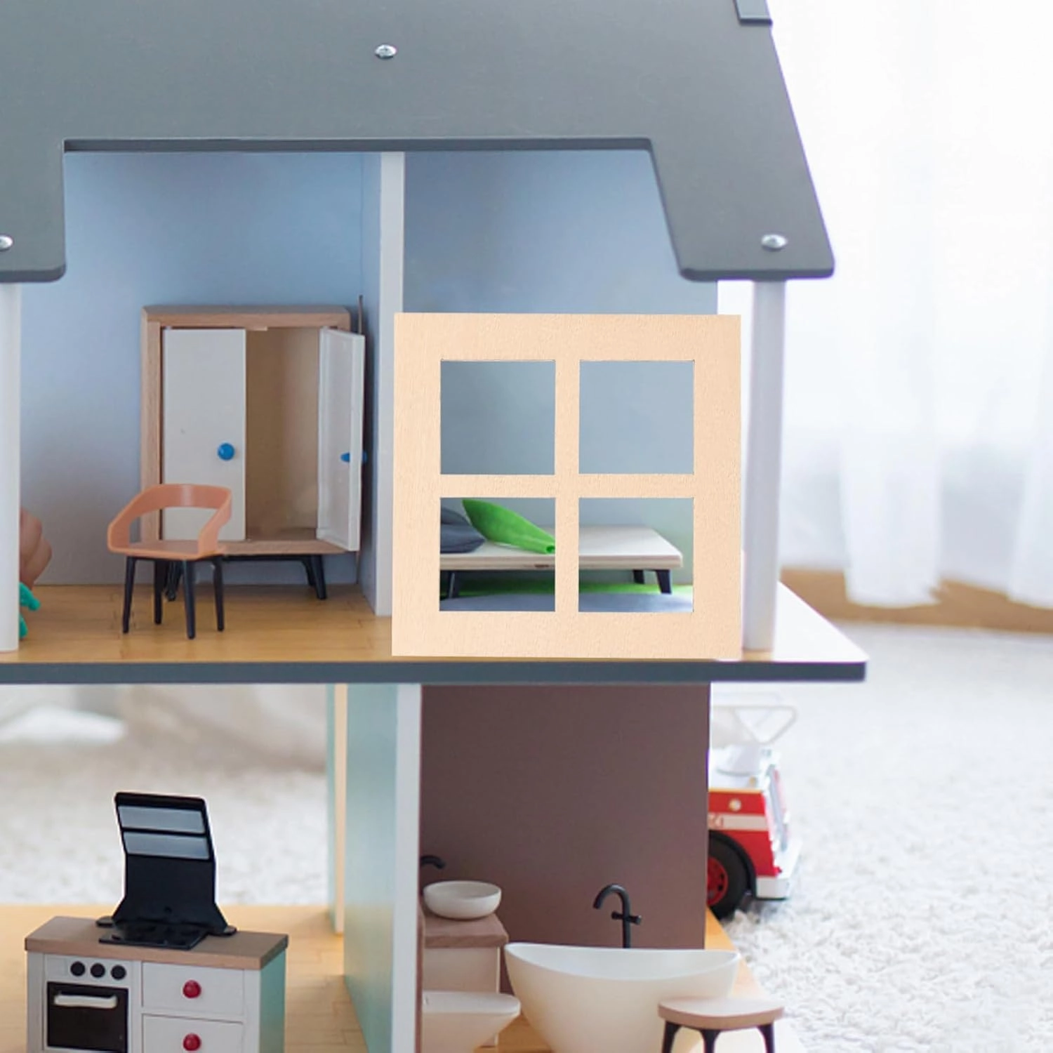 YARNOW 50 Pcs Wooden Dollhouse Window Frames - 1:12 Window Model for DIY Mini Home Decoration
