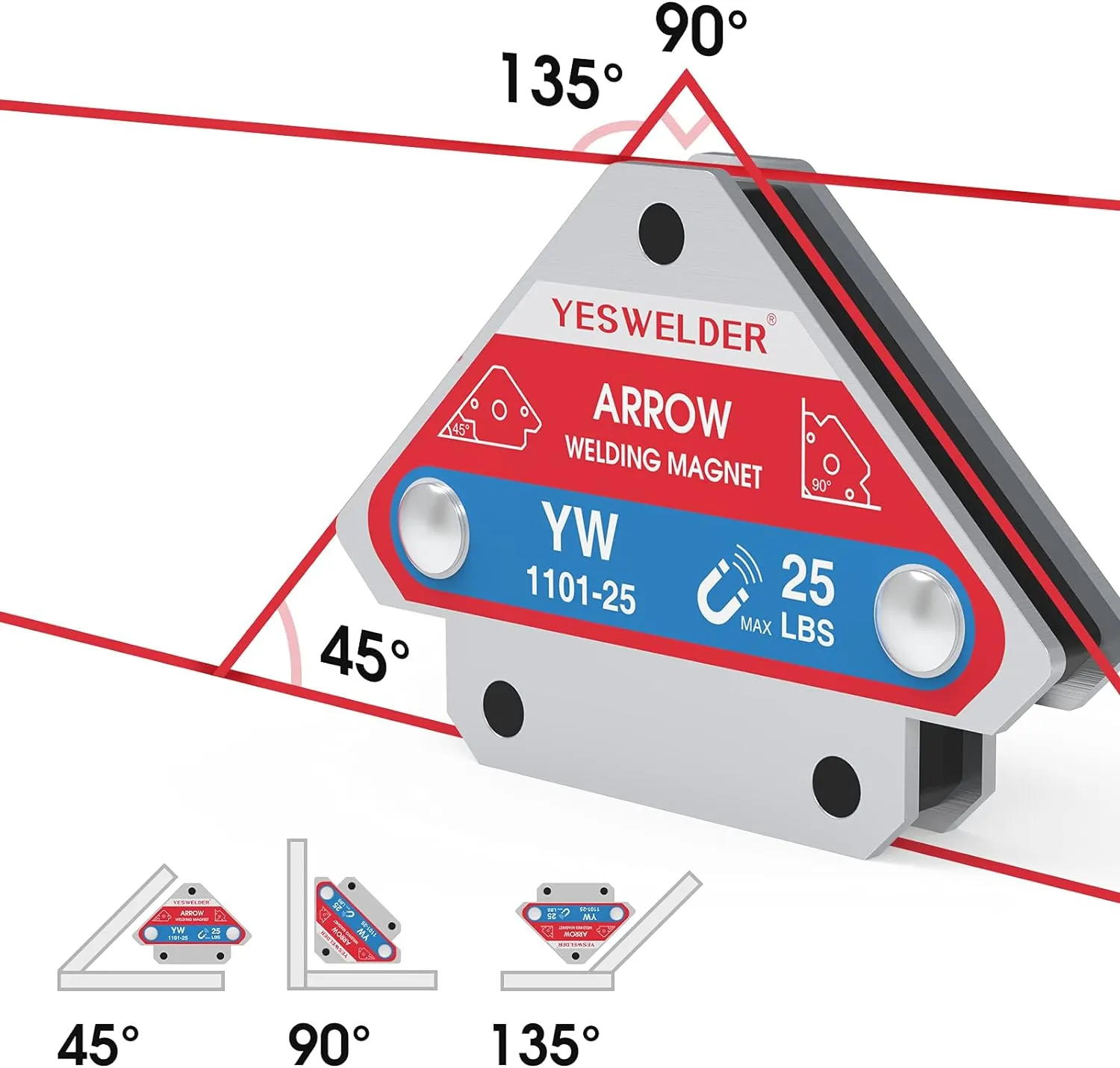 YESWELDER 25 LB Welding Magnet-4 Pieces of Magnetic Welding Holder 25 LBS Holding Power Welding Accessories