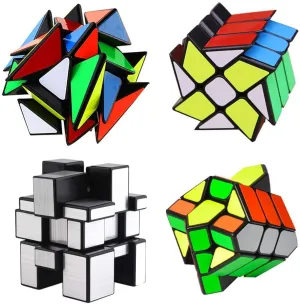 YJ Cube Set - 4-Pack, Includes 3x3 Fluctuation Angle & Mirror Puzzles, 2x3 Wheel & Square King Cubes