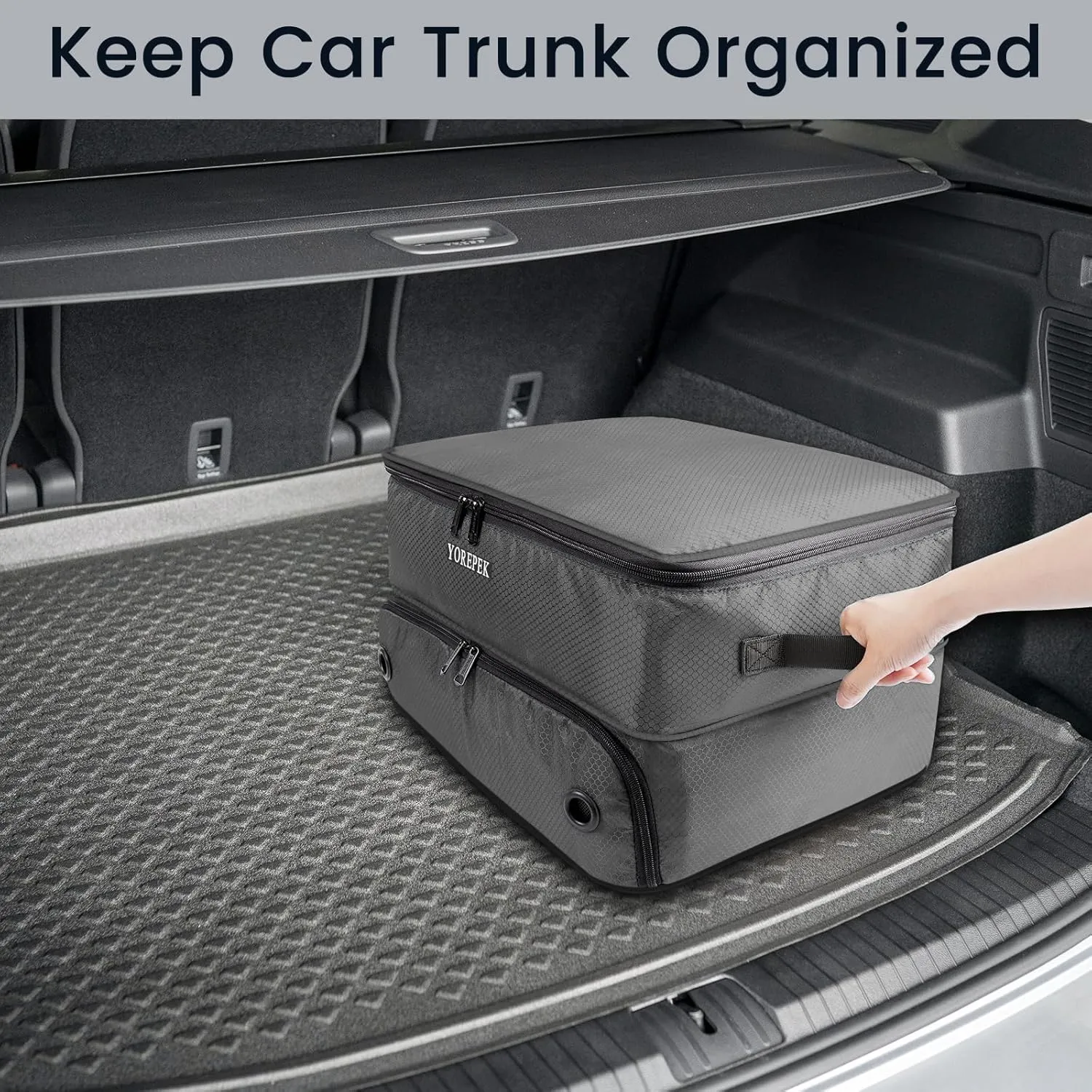 YOREPEK 2 Layer Golf Trunk Organizer, Golf Gifts for Men with Separate Ventilated Compartment for 2 Pair Shoes, Waterproof Car Trunk Locker for Balls, Tees, Clothes, Gloves, Accessories, Golfer Gifts