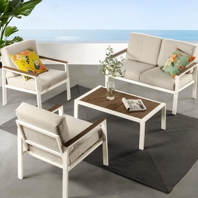ZINUS Dillon Aluminum and Poly Lumber Outdoor 4 Piece Conversation Set, Patio Furniture Set, Weather Resistant and Rust Proof, Easy Assembly, White
