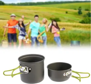 ZJchao Camping Cookware, Compact High Temperature Pot Set Foldable Handgrip with Storage Bag for Outdoor Camping Survival