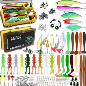 𝗘𝗫𝗔𝗨𝗥𝗔𝗙𝗘𝗟𝗜𝗦 Fishing Gear Fishing Lures Kit 147Pcs Tackle Box Minnow Crankbait Spinnerbaits VIB Jigs Hooks Paddle swimbaits Spoon Jigs, Weights Accessories Bass Lure Fishing Bait Gifts